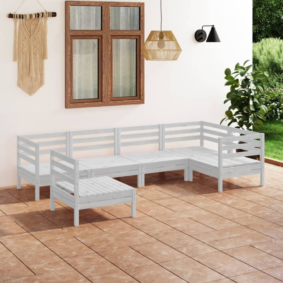 vidaXL Garden Lounge Set Outdoor Sofa Set Couch 6 Piece Solid Pinewood White