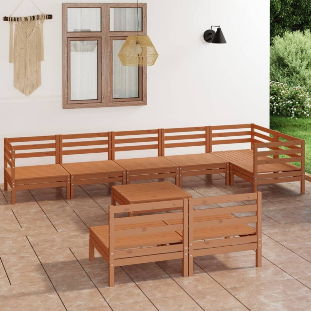 vidaXL Garden Lounge Set Patio Lounge Set 9 Piece Solid Wood Pine Honey Brown