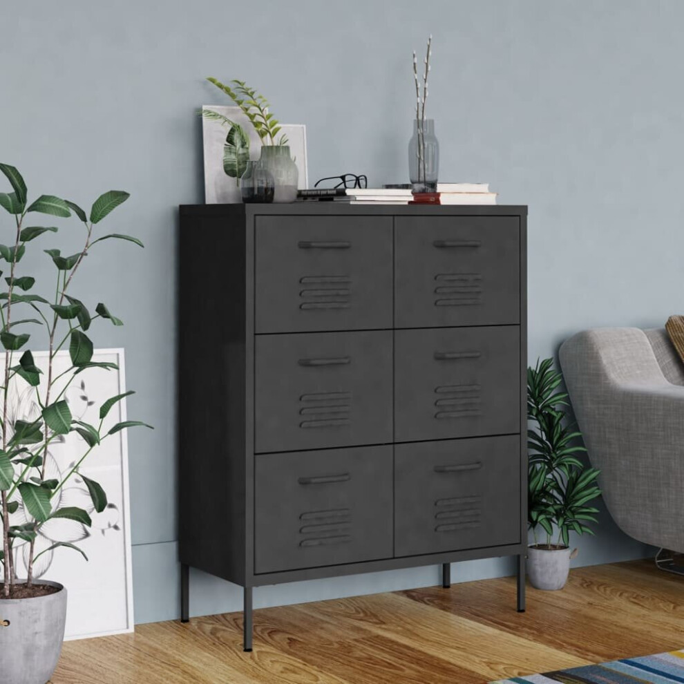 vidaXL Drawer Cabinet Anthracite Steel Sideboard Bookcase Storage Cabinet