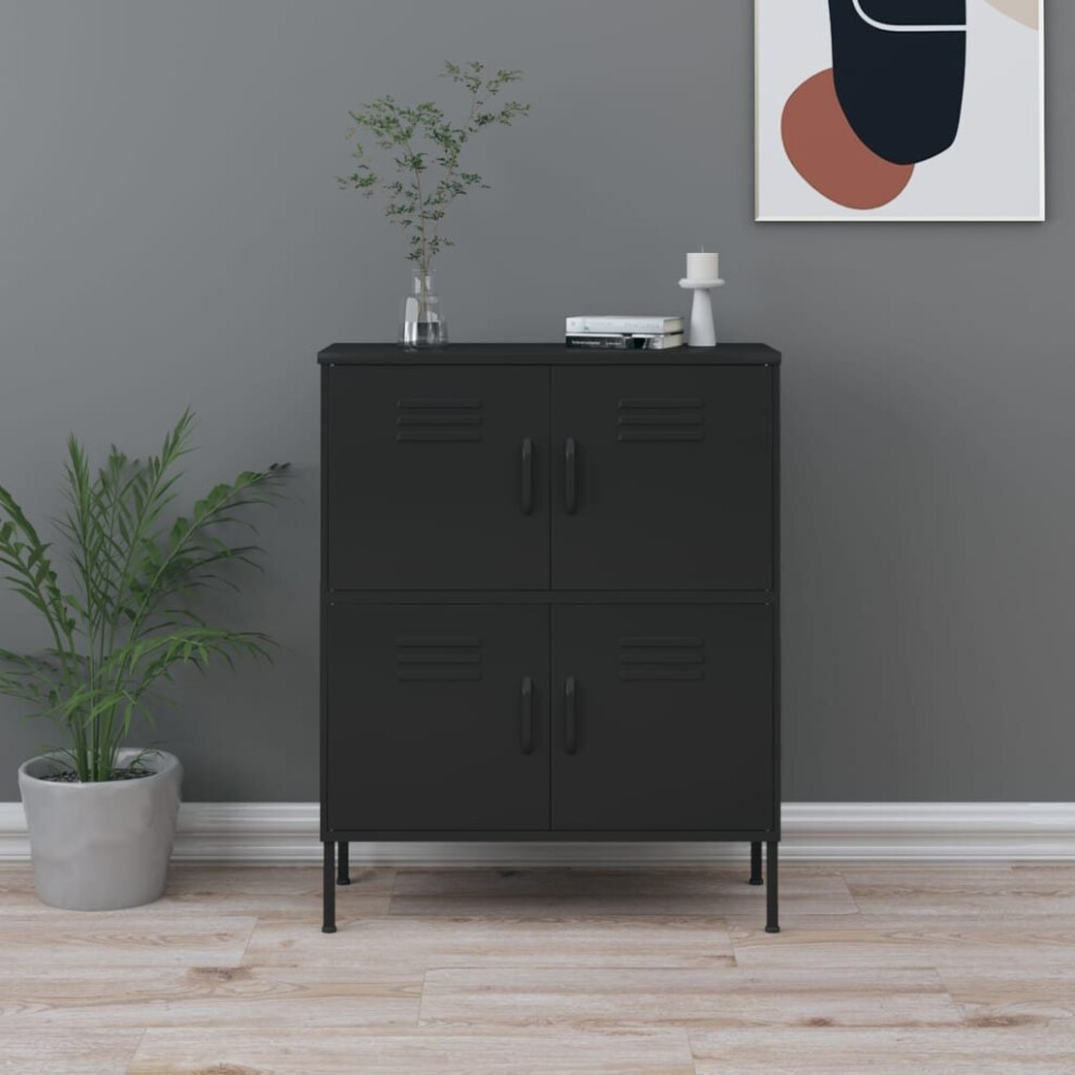Vidaxl Storage Cabinet Black Steel Living Room Sideboard Cupboard Bookcase