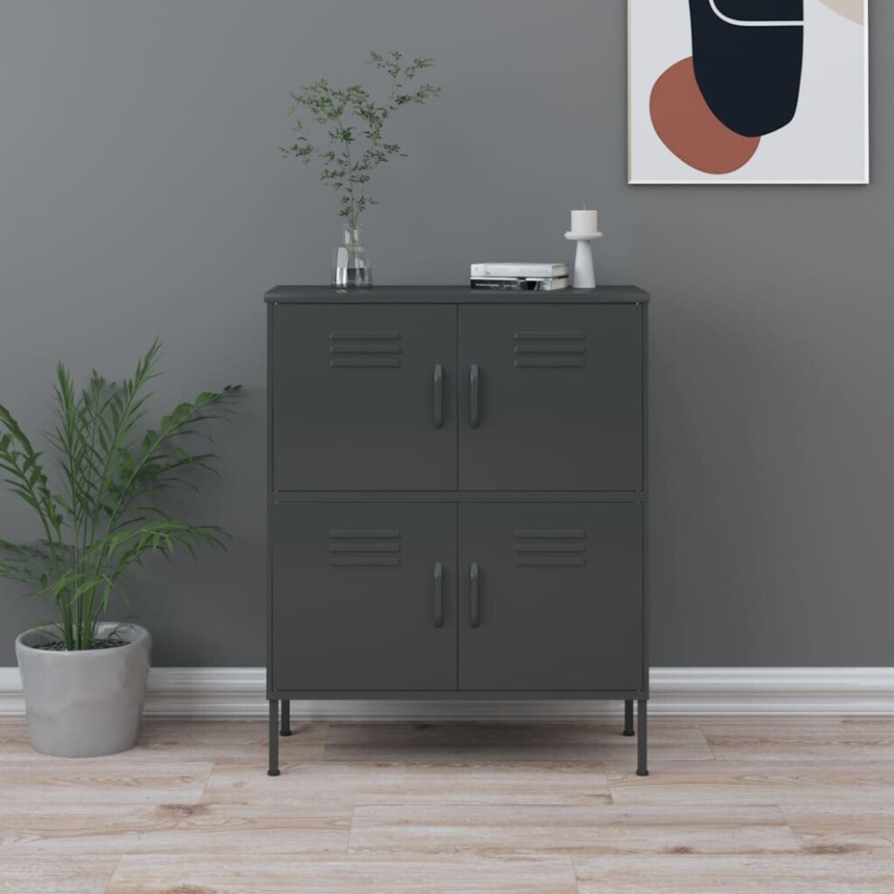 vidaXL Storage Cabinet Anthracite Steel House Sideboard Cupboard Bookcase