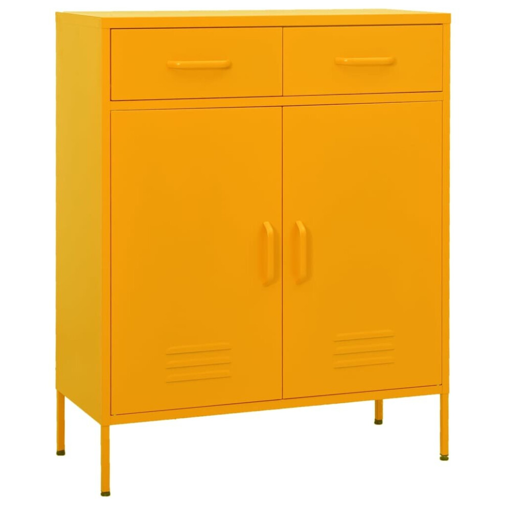 vidaXL Storage Cabinet Mustard Yellow Steel Home Sideboard Cupboard Bookcase