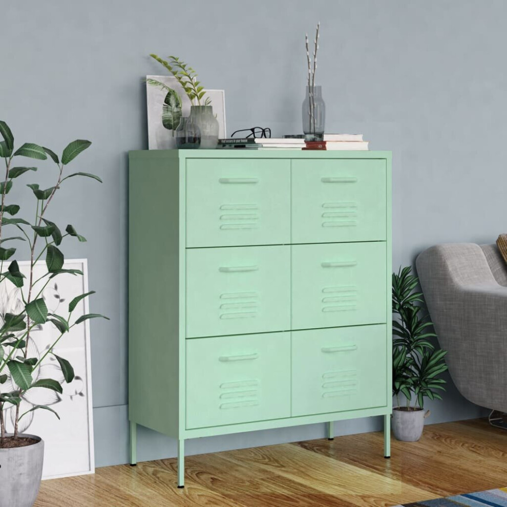 Vidaxl Drawer Cabinet Mint Steel Sideboard Bookcase Storage Display Cabinet