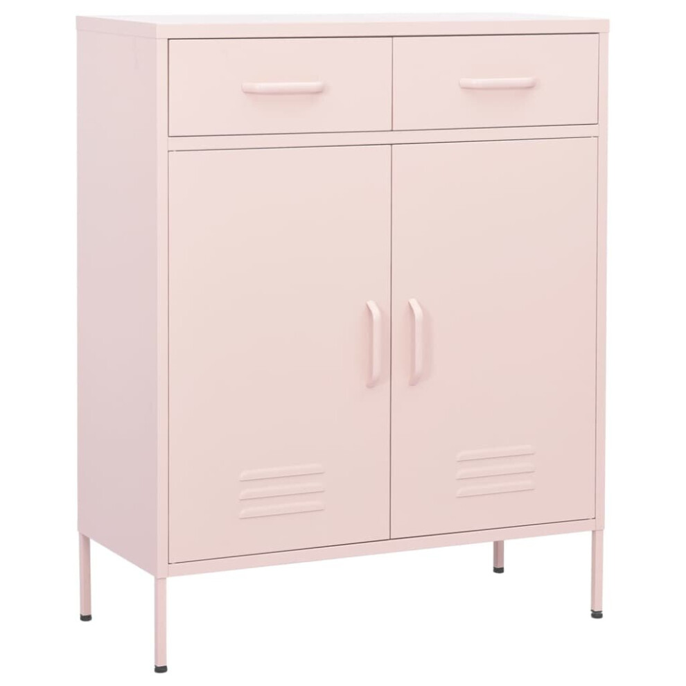 vidaXL Storage Cabinet Pink Steel Living Room Sideboard Cupboard Bookcase