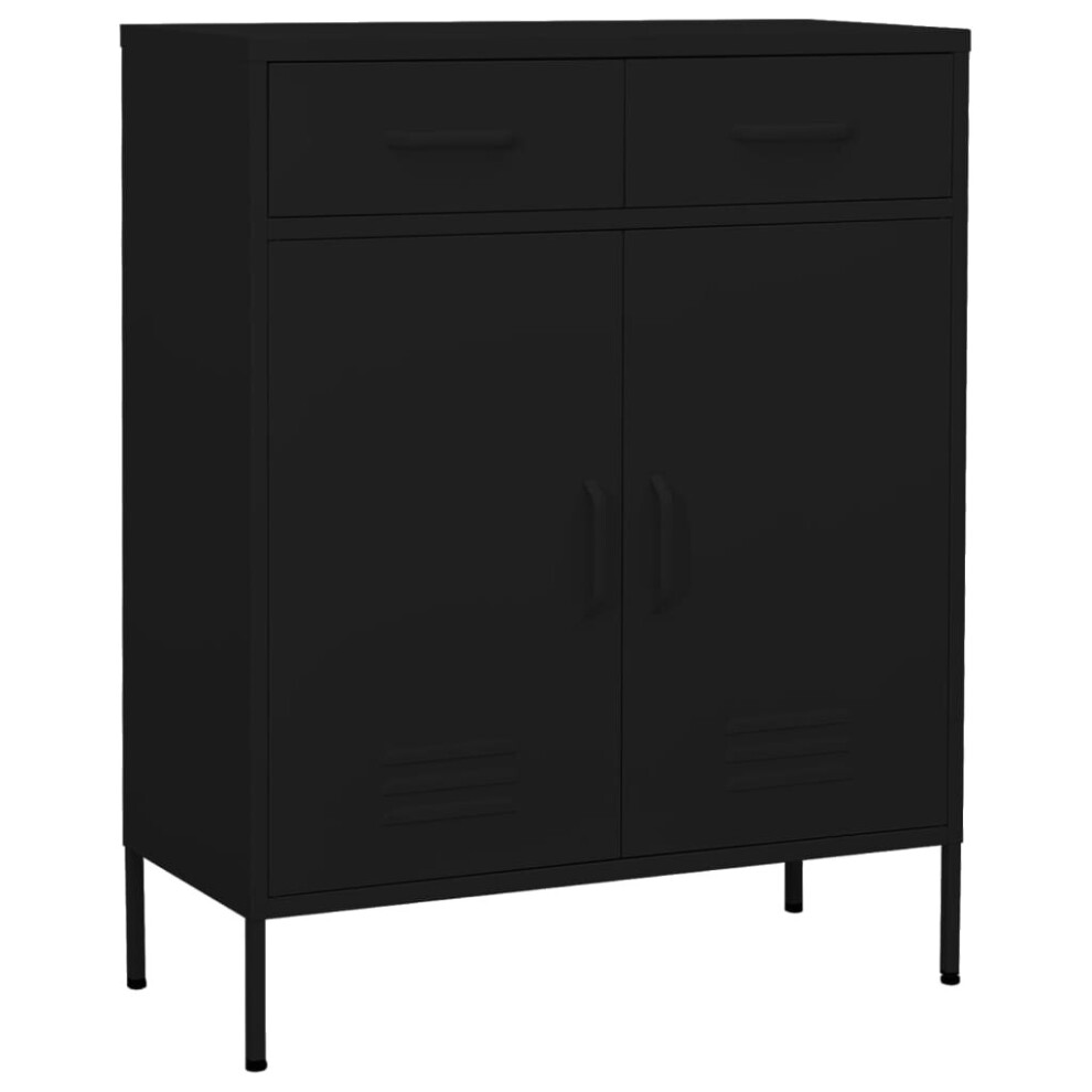 Vidaxl Storage Cabinet Steel Living Room Sideboard Cupboard Bookcase Black