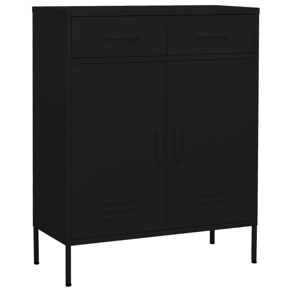 vidaXL Storage Cabinet Black Steel Living Room Sideboard Cupboard Bookcase