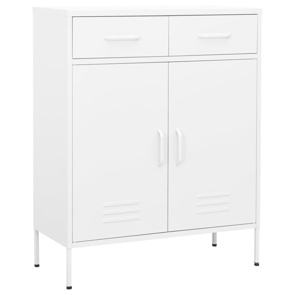 Vidaxl Storage Cabinet Steel Sideboard Bookcase Cupboard Display Cabinet White
