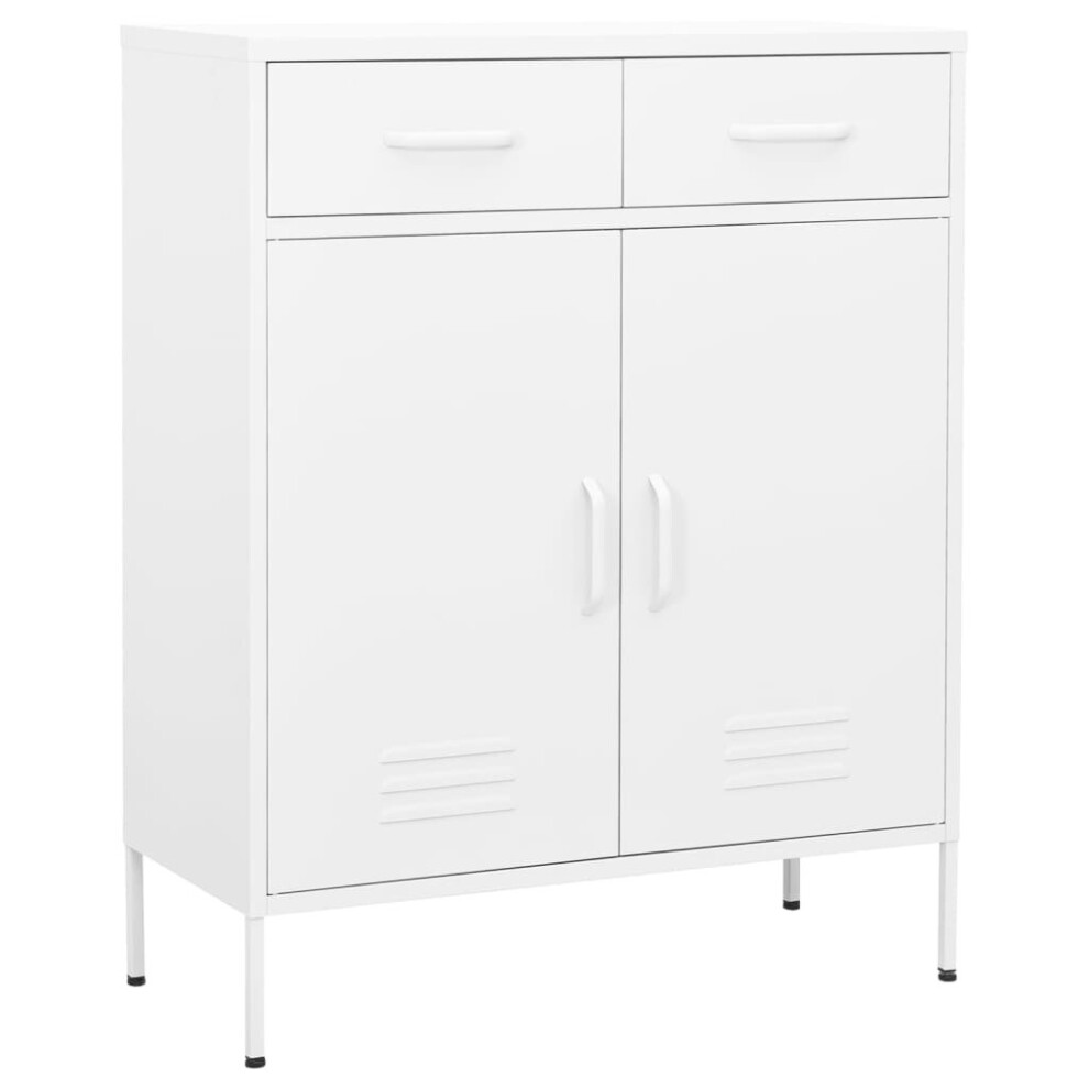 vidaXL Storage Cabinet White Steel Sideboard Bookcase Cupboard Display Cabinet