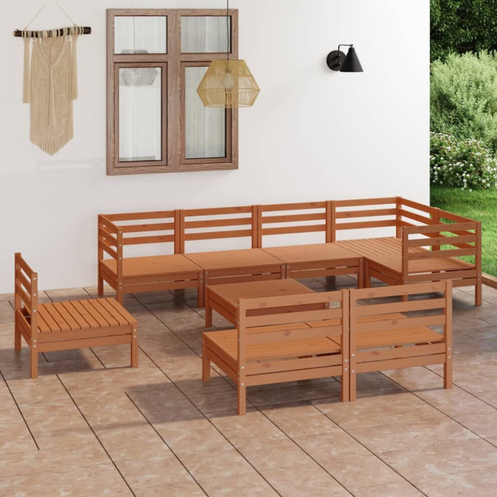 vidaXL Garden Lounge Set Patio Lounge Set 9 Piece Solid Wood Pine Honey Brown