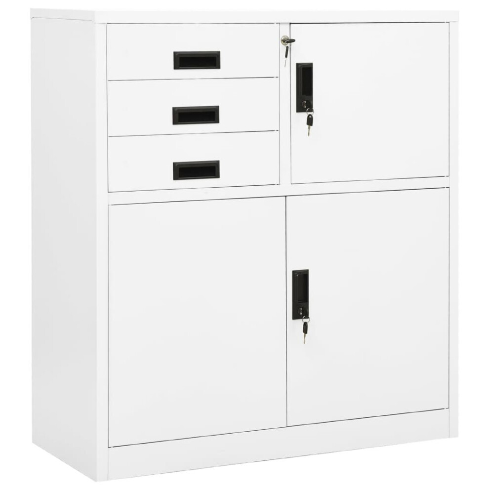 vidaXL Office Cabinet White Steel Furniture Filing File Storage Cabinet Locker