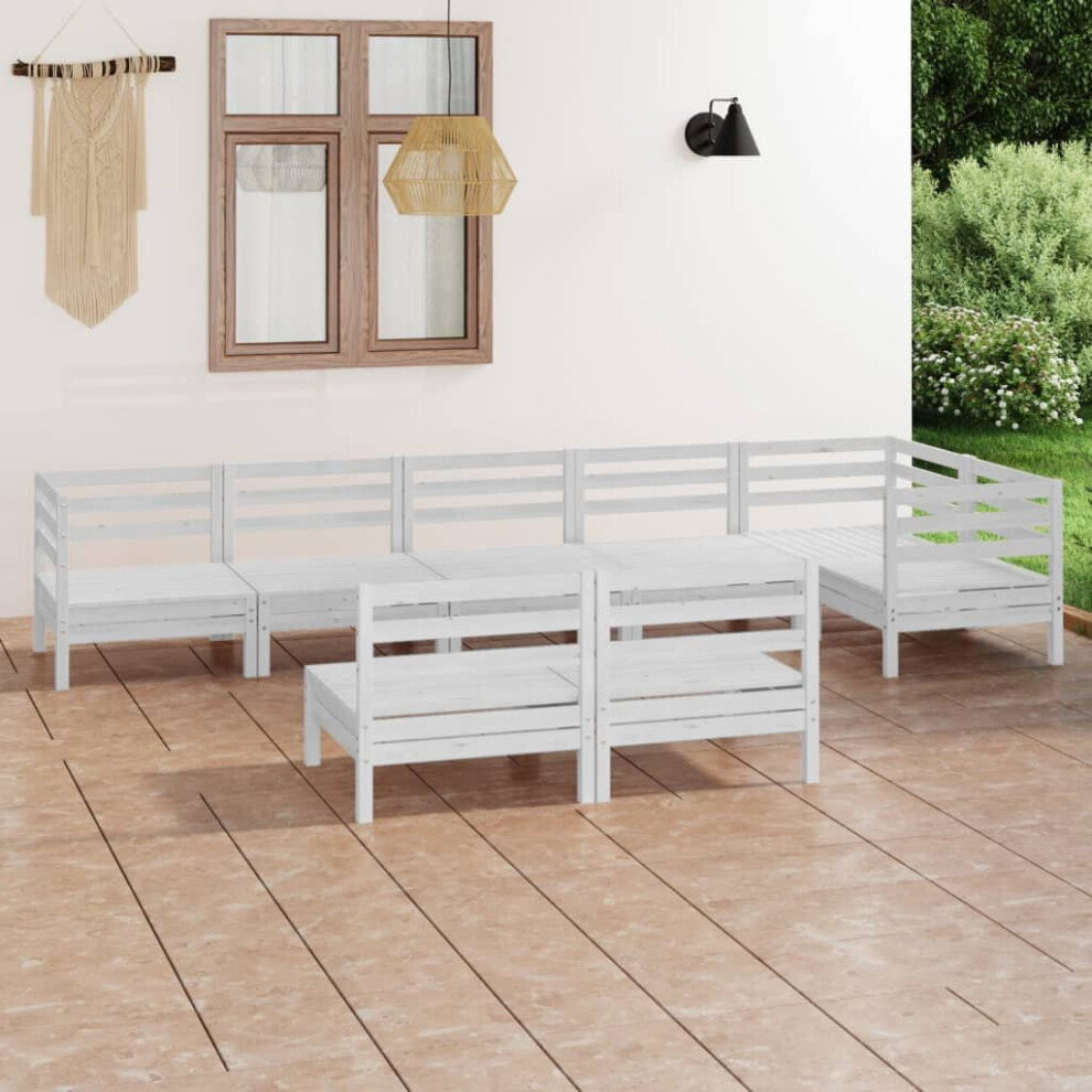 vidaXL Garden Lounge Set Outdoor Sofa Set Couch 8 Piece Solid Pinewood White