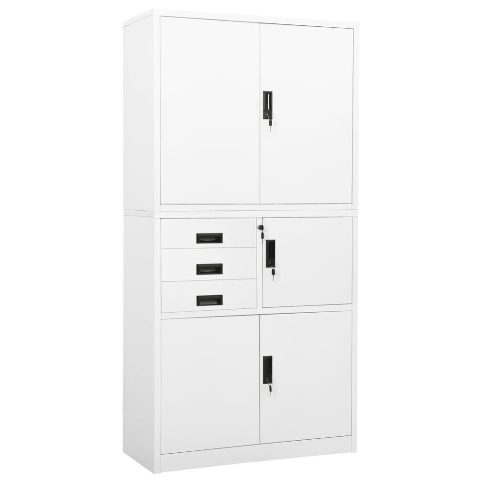 vidaXL Office Cabinet White Steel Home Furniture Filing File Storage Cabinet
