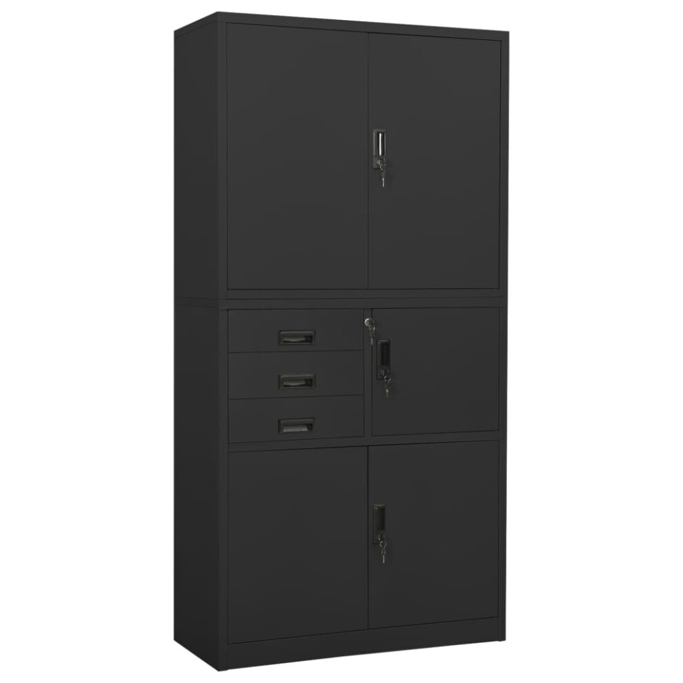 vidaXL Office Cabinet Anthracite Steel Furniture Filing File Storage Cabinet