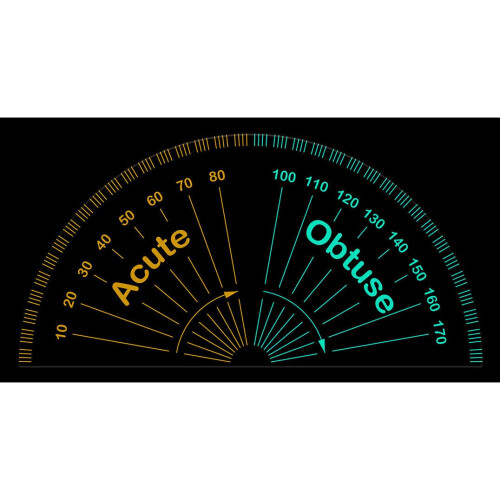 Clear Teaching Protractor. 180 degree. 10cm. Acute & Obtuse Markings