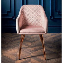 Blush Velvet Accent Chair Dining Side Armchairs Comfortable Sofa Rose Gold Metal Legs