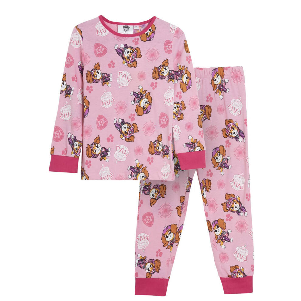 Paw Patrol (Pink, 6 Years) Girls Pyjamas Kids Skye Full Length Long Pjs Nightwear Loungewear Set