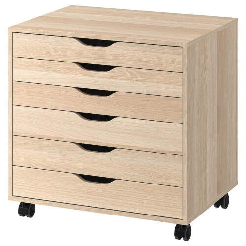 ALEX Drawer unit on castors, white stained/oak effect 67x66 cm