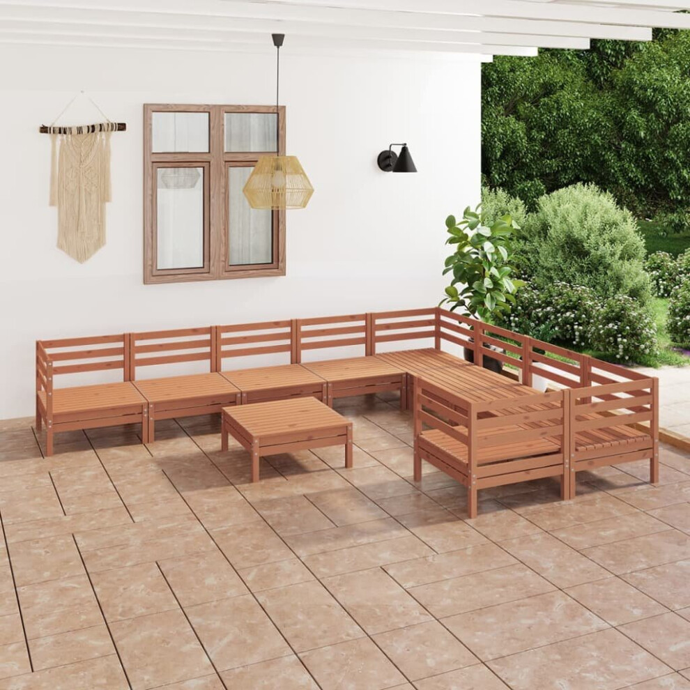 vidaXL Garden Lounge Set Patio Lounge Set 10 Piece Honey Brown Solid Wood Pine