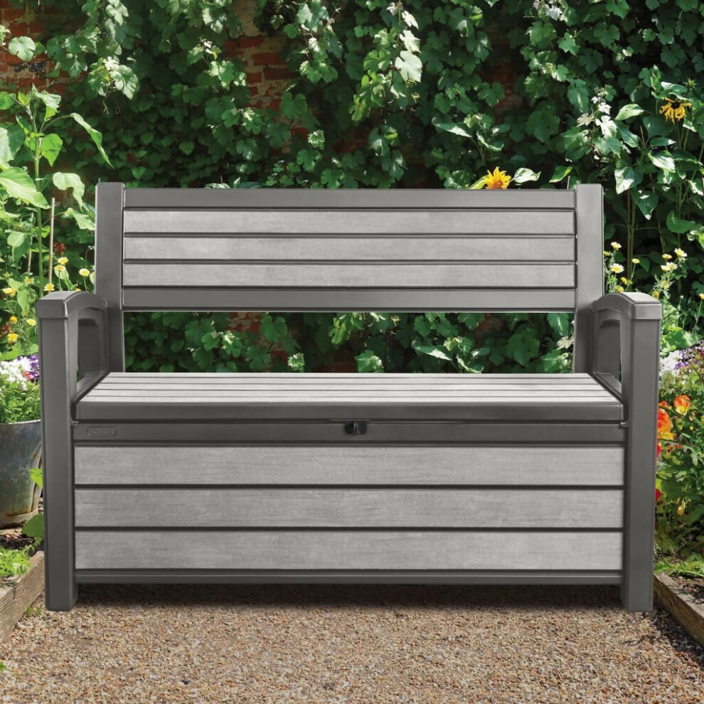 Keter 2-Seater Garden Bench with Storage Box 227 L Grey Outdoor Bench Seat