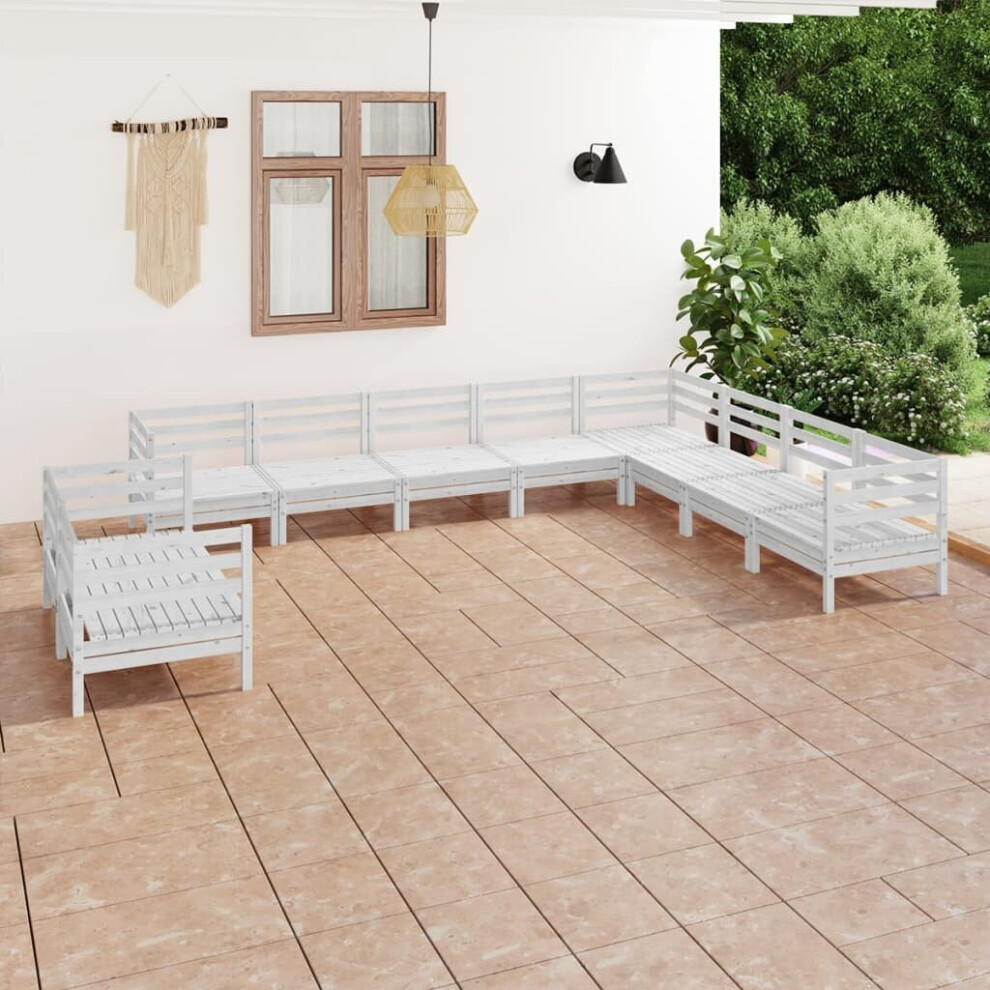 vidaXL Garden Lounge Set Outdoor Lounge Set 10 Piece Solid Wood Pine White