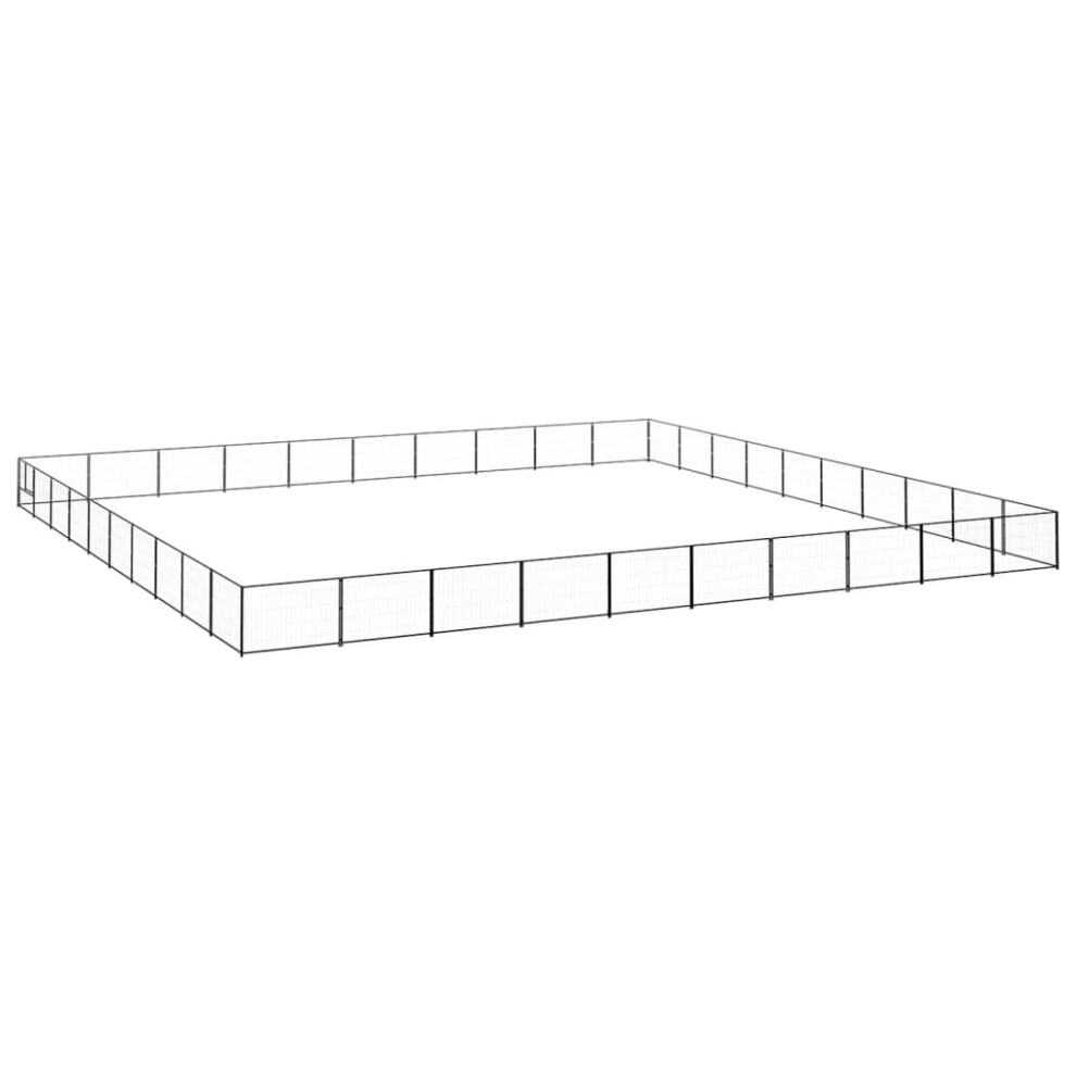 vidaXL Dog Kennel Black 100 m? Steel Puppy Enclosure Outdoor Patio Dog Cage