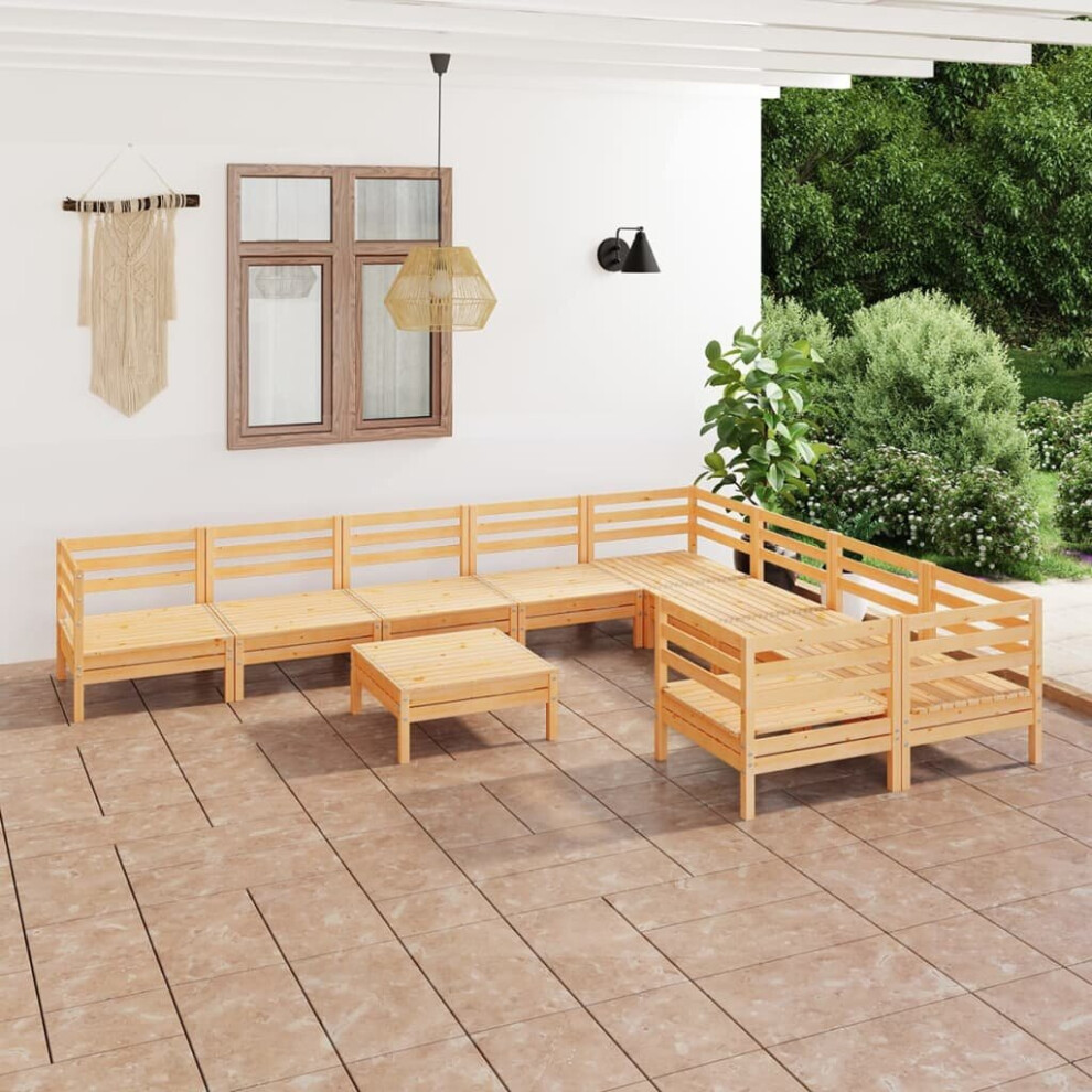 vidaXL Garden Lounge Set Wooden Outdoor Lounge Set 10 Piece Solid Wood Pine