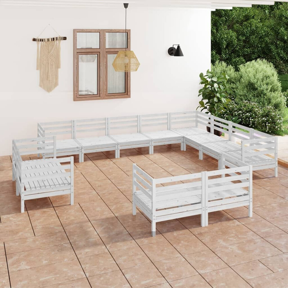 vidaXL Garden Lounge Set Outdoor Lounge Set 12 Piece Solid Wood Pine White