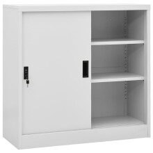 vidaXL Office Cabinet with Sliding Door Light Grey Steel Side Storage Cabinet