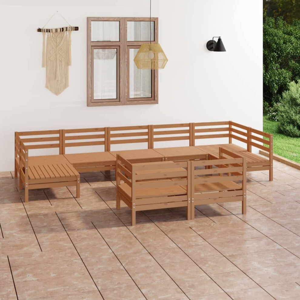 vidaXL Garden Lounge Set Patio Lounge Set 10 Piece Honey Brown Solid Wood Pine