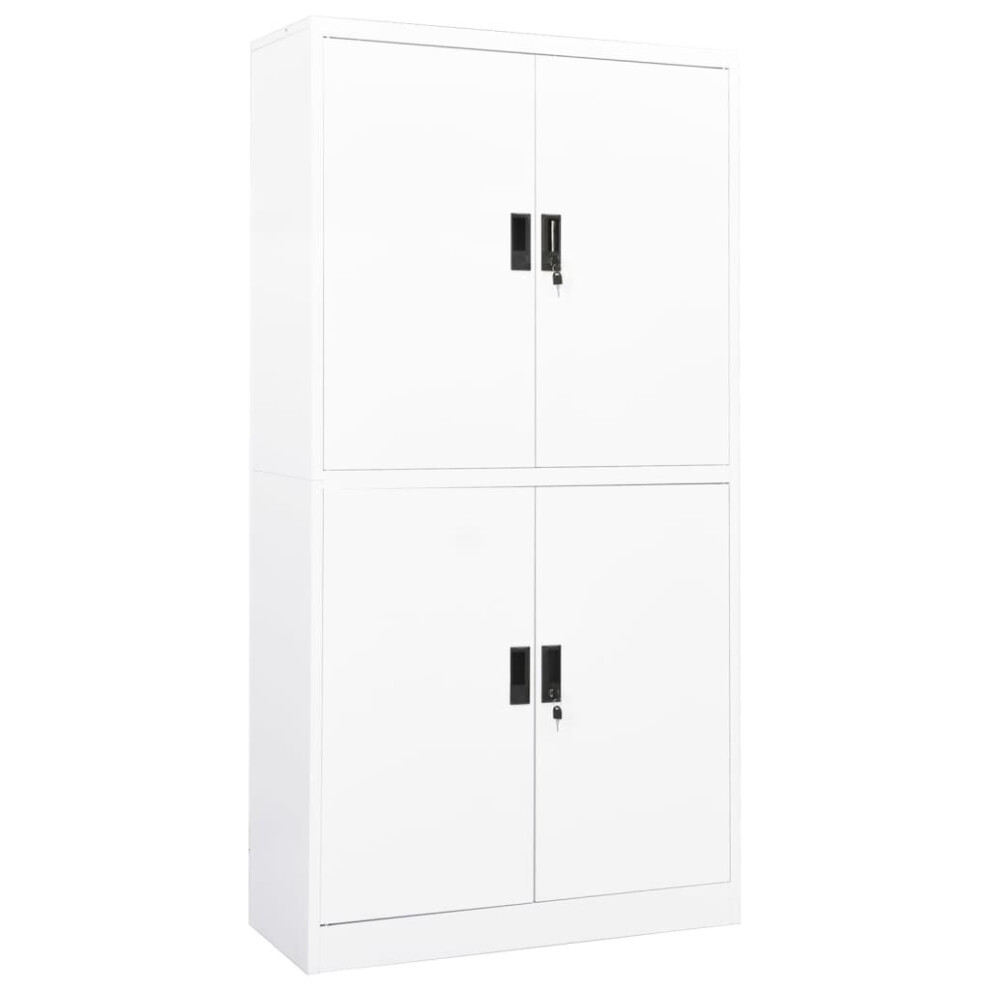Vidaxl Office Cabinet White Steel Lockers Filing File Side Storage Cabinet