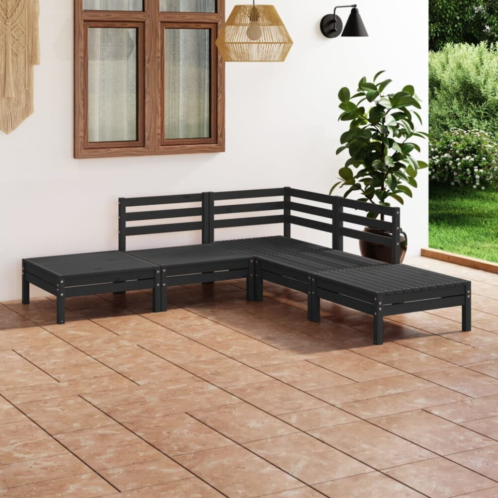 vidaXL Garden Lounge Set Outdoor Sofa Set Couch 5 Piece Solid Pinewood Black