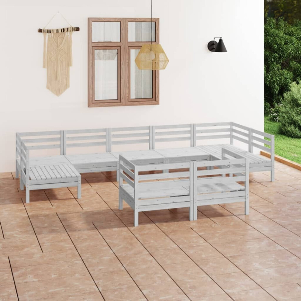 vidaXL Garden Lounge Set Outdoor Lounge Set 9 Piece White Solid Wood Pine