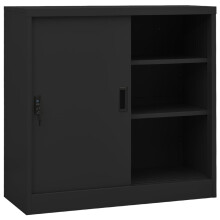 vidaXL Office Cabinet with Sliding Door Anthracite Steel Side Storage Cabinet