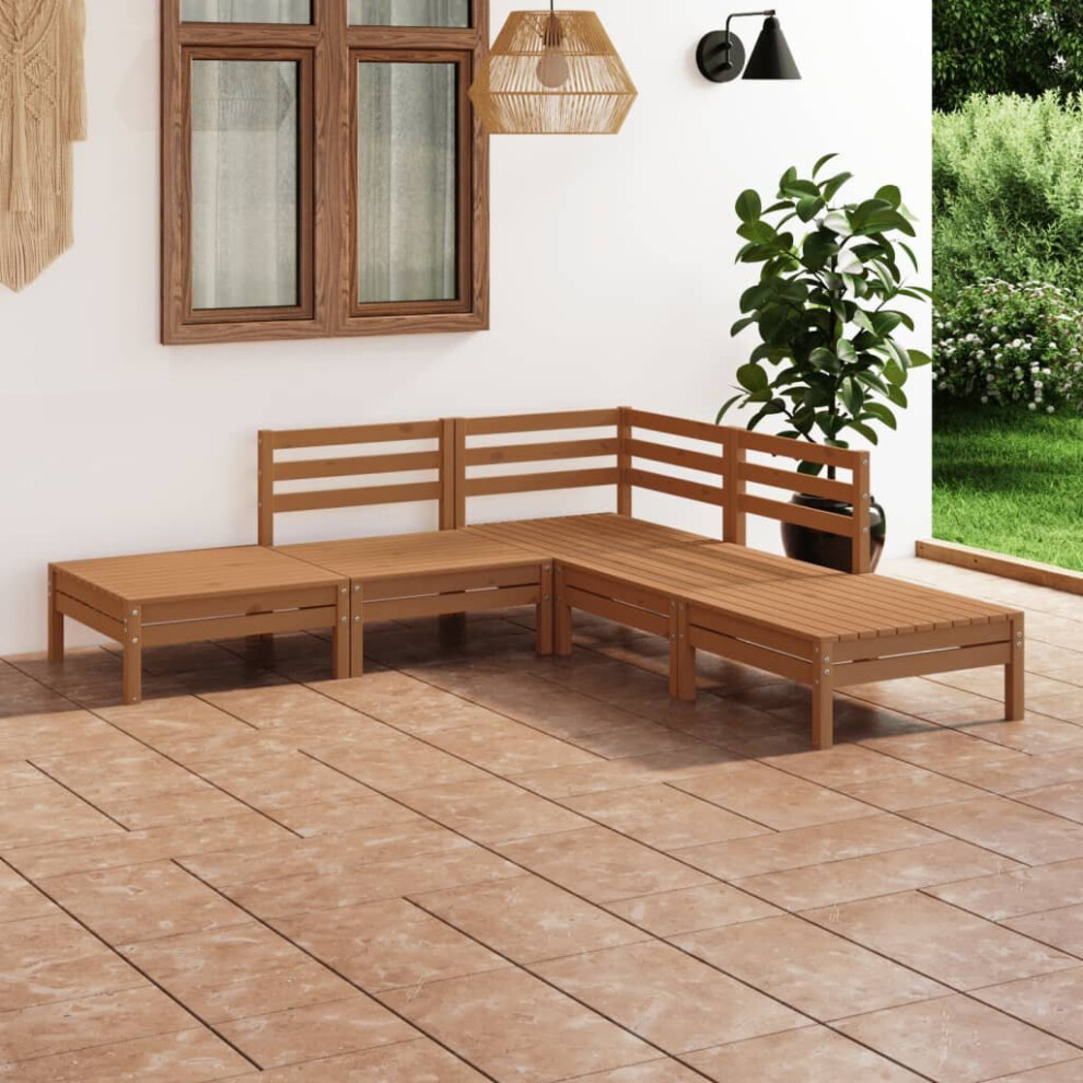 vidaXL Garden Lounge Set Outdoor Lounge Set 5 Piece Solid Pinewood Honey Brown