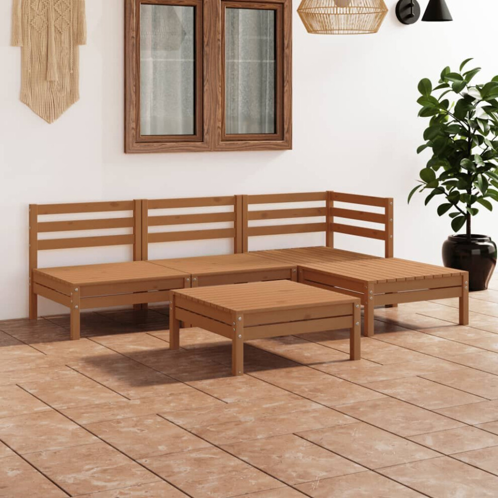 vidaXL Garden Lounge Set Outdoor Lounge Set 5 Piece Solid Pinewood Honey Brown