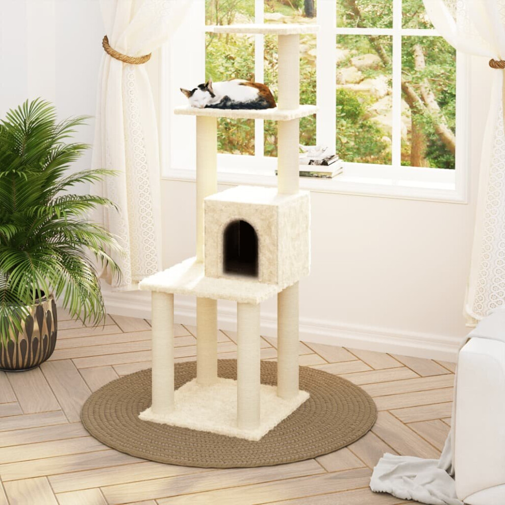 vidaXL Cat Tree with Sisal Scratching Posts Cream Cat Furniture Play Tower