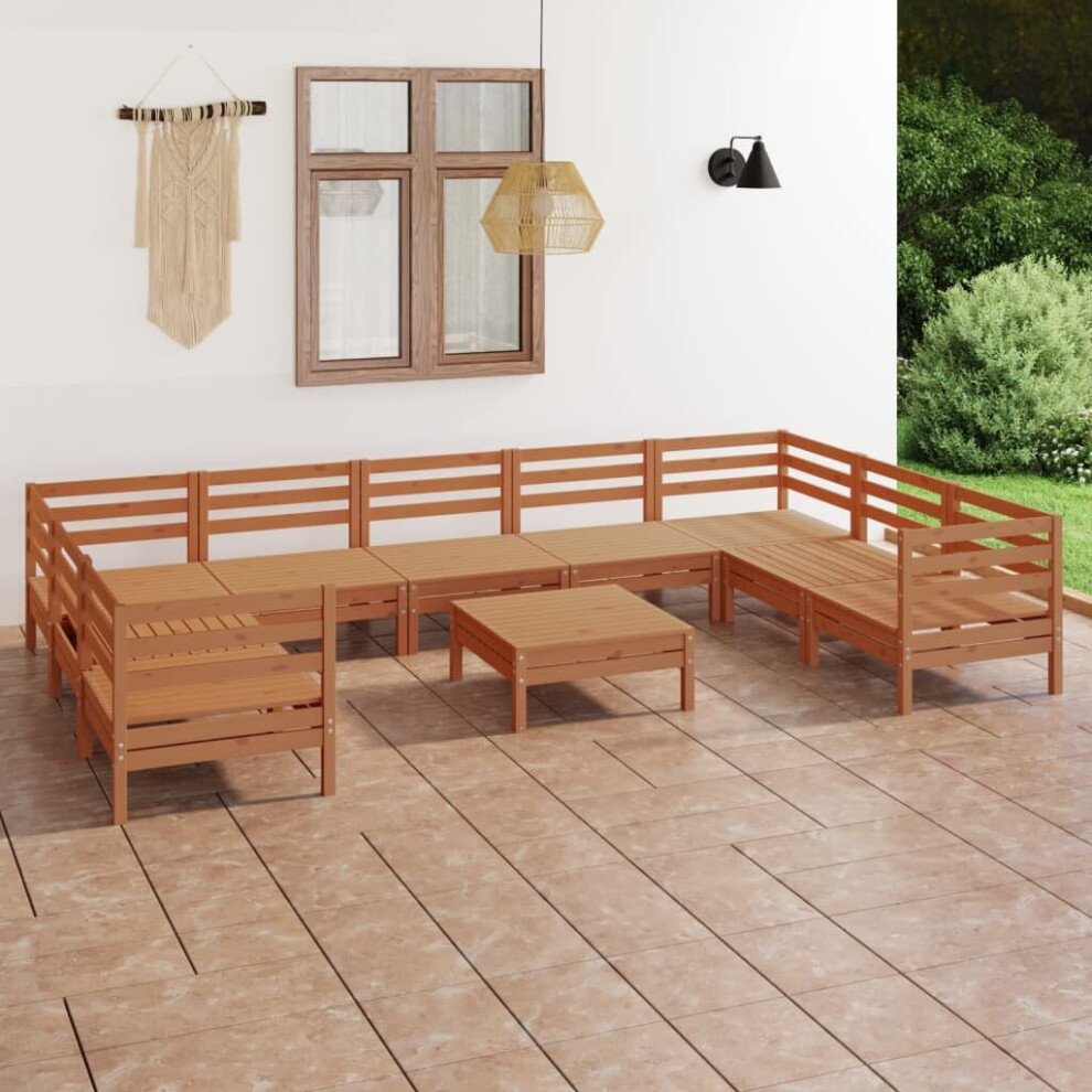 vidaXL Garden Lounge Set Patio Lounge Set 10 Piece Honey Brown Solid Wood Pine