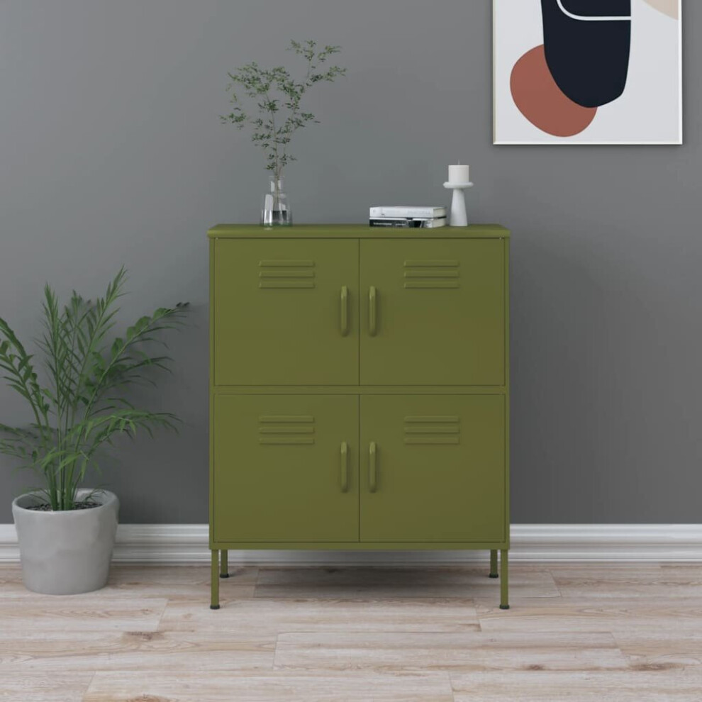 vidaXL Storage Cabinet Olive Green Steel Home Sideboard Cupboard Bookcase