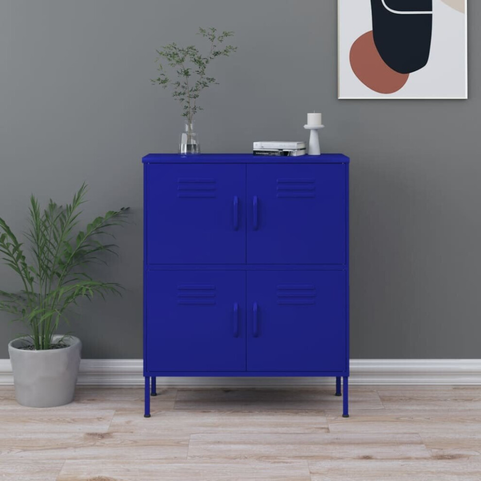 Vidaxl Storage Cabinet Navy Blue Steel Living Room Sideboard Cupboard Bookcase