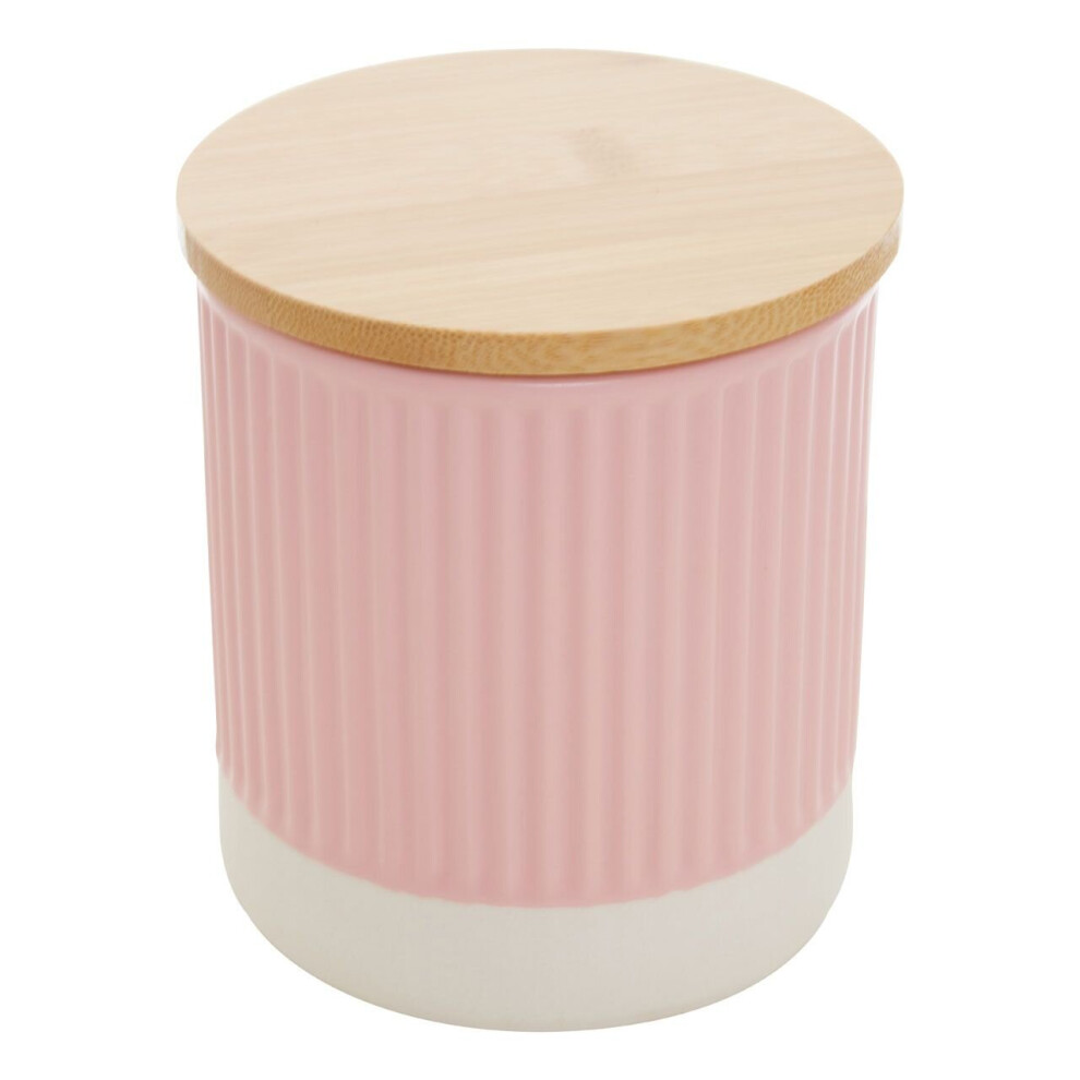 Modern Cylindrical  Pink 550ml Storage Canister,Two-Tone Container With Ribbed Texture,Airtight Kitchen Jar