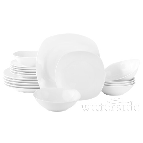 18pc White Everyday Square Dinner Set