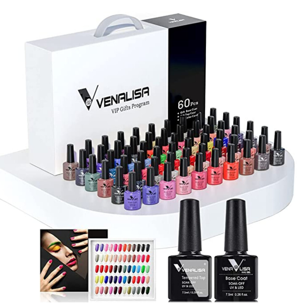 VENALISA 60 Colours Nail Polish Set With Top & Base Coat