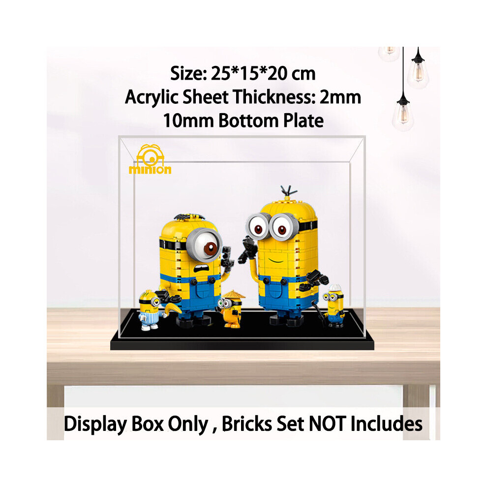 (A) Acrylic Display Case for Lego Brick Built Minions and Their Lair, Dustproof Display Box Compatible with Lego 75551 (Not Include the Lego Set)