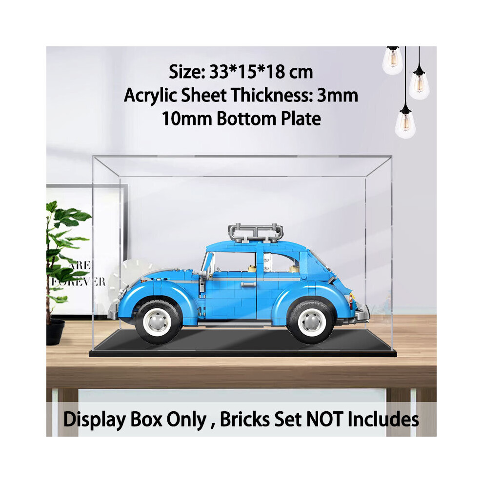 (B) Acrylic Display Case for Lego 10252 Volkswagen Beetle, Dustproof Display Box for Models Collectables (Only Case)