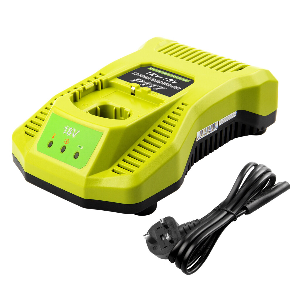 UK Plug 18V P117 Fast Charger for Ryobi ONE+ Plus P108 Li-ion Ni-MH Ni-CD Battery P107 P104
