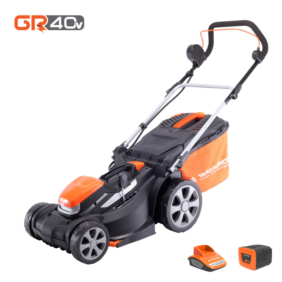 Yard Force 40V 37cm Cordless Lawnmower With 2.5Ah Lithium-ion Battery & Quick Charger LM G37A - GR 40 Range