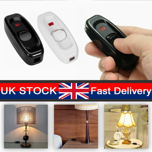 (Black) 240V 10A Inline Switch ON/OFF Button with LED UK 1