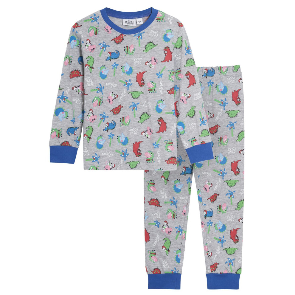 (Grey, 4 Years) George Pig Pyjamas for Boys Dinosaur Pjs Dino Full Cuffed Length Nightwear Set