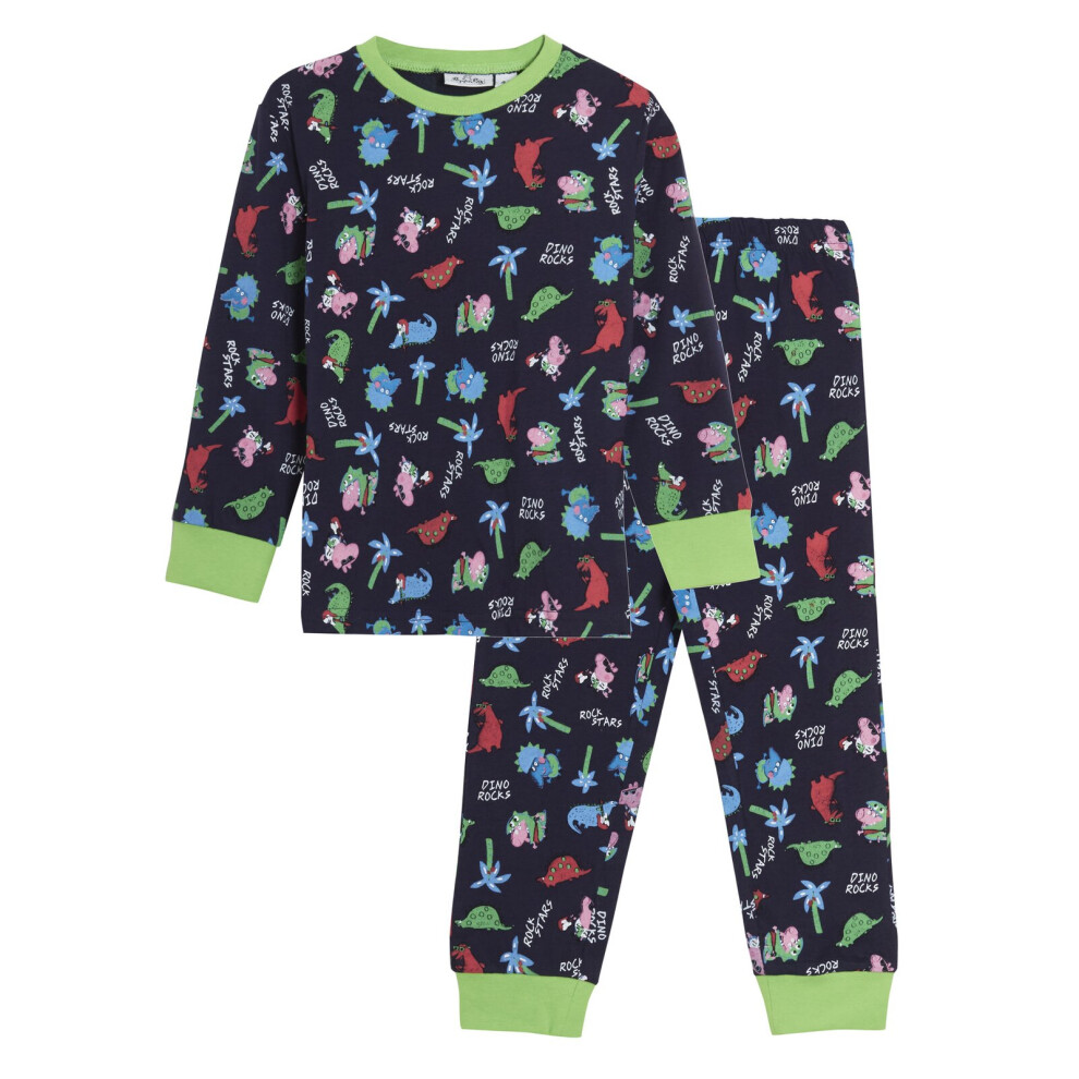 (Navy, 5 Years) George Pig Pyjamas for Boys Dinosaur Pjs Dino Full Cuffed Length Nightwear Set