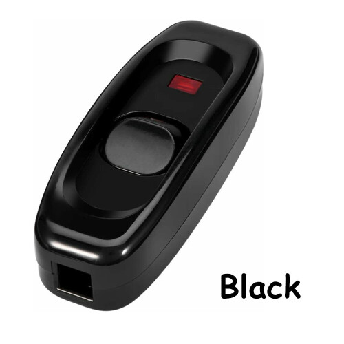 (Black) 240V 10A Inline Switch ON/OFF Button with LED UK